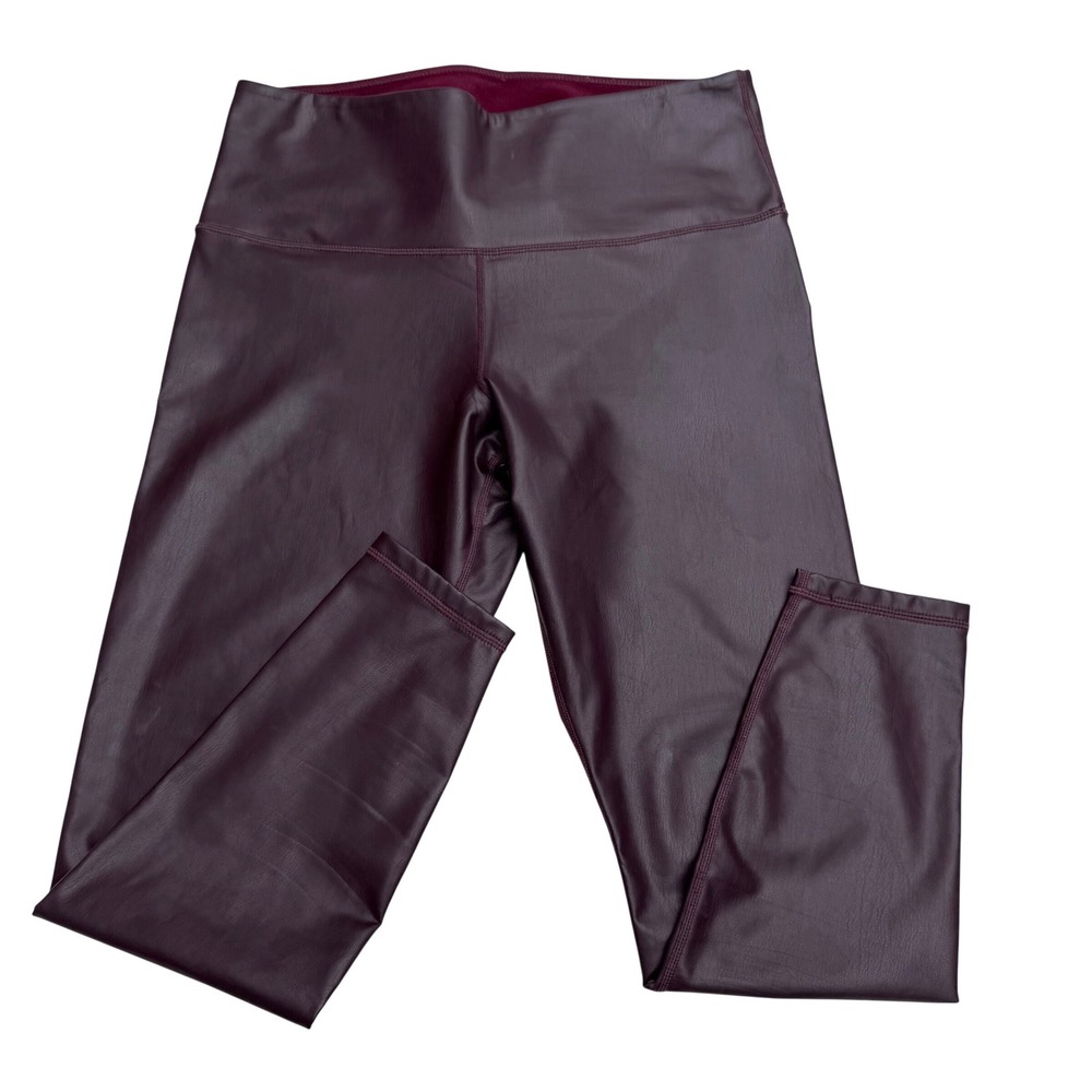 Joe Fresh Faux Leather Leggings Burgundy Wine High Rise Moto Grunge Goth XLarge